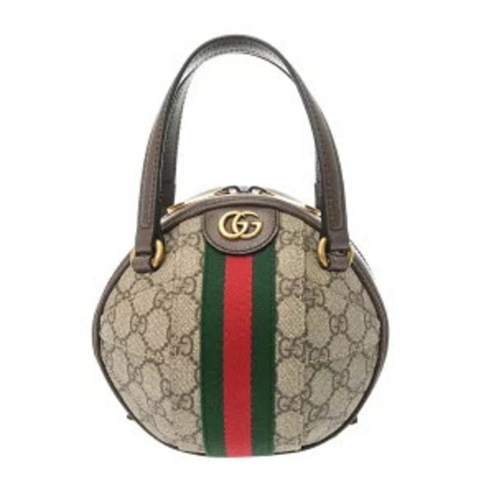 Gucci Ophidia Sphidia Beige Ebony Brown Leather GG Supreme Shoulder Bag